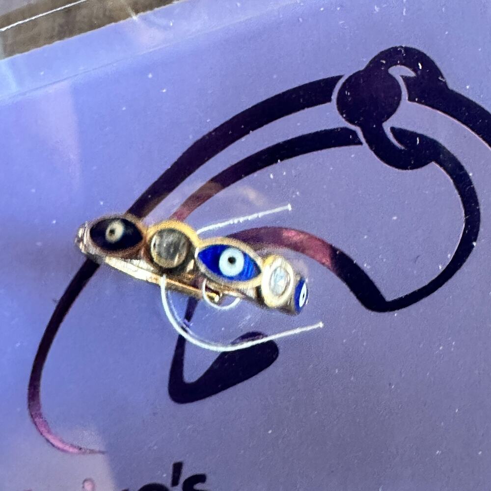 New Claire's Gold Tone Multi Evil Eye Dangle Hoop Earring for Conch Piercing 18G